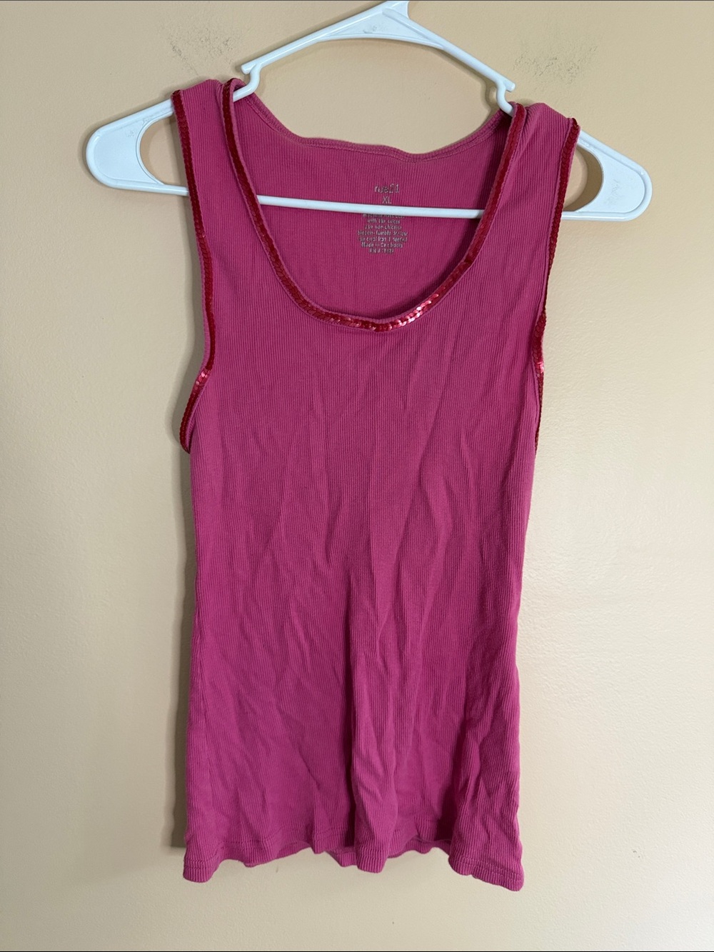 Rue21 Hot Pink Sequin-Trim Tank Top